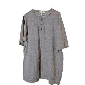 Eddie Bauer Shirt Large L Gray Cotton Henley 3 Button Front Vintage Style Soft